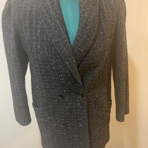 80s Vintage Wool Blend Black and White Coat